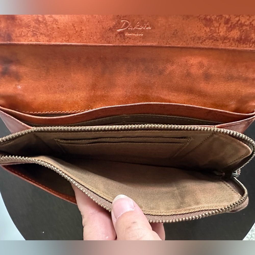 Dakota Leather Long Wallet – Brown / Burnt Orange - Picture 11 of 15